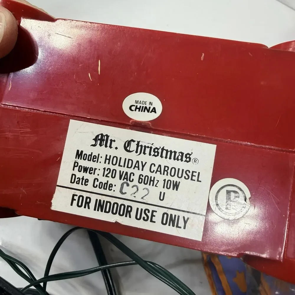 Vintage Mr. Christmas Holiday Carousel Musical & Lights Circus Animals Tested